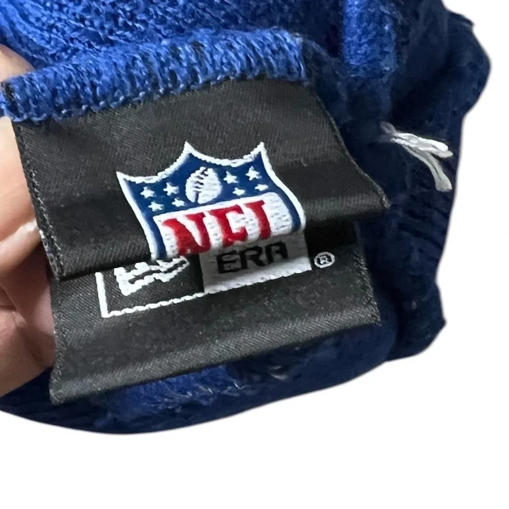 New Era Men's Beanie m Blue Grey Red NY Giants Pom Knit Hat - OSFM